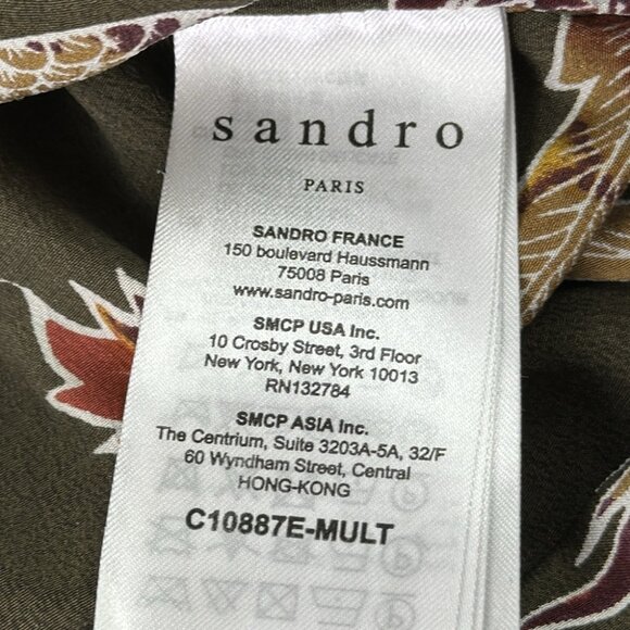 Sandro Paris Brown Floral Pink Collared Silk Blouse - Picture 6 of 14